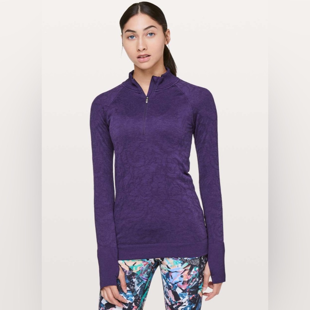 LULULEMON Rest Less 1/2 Zip Dark Court Purple Long Sleeve  Size 6